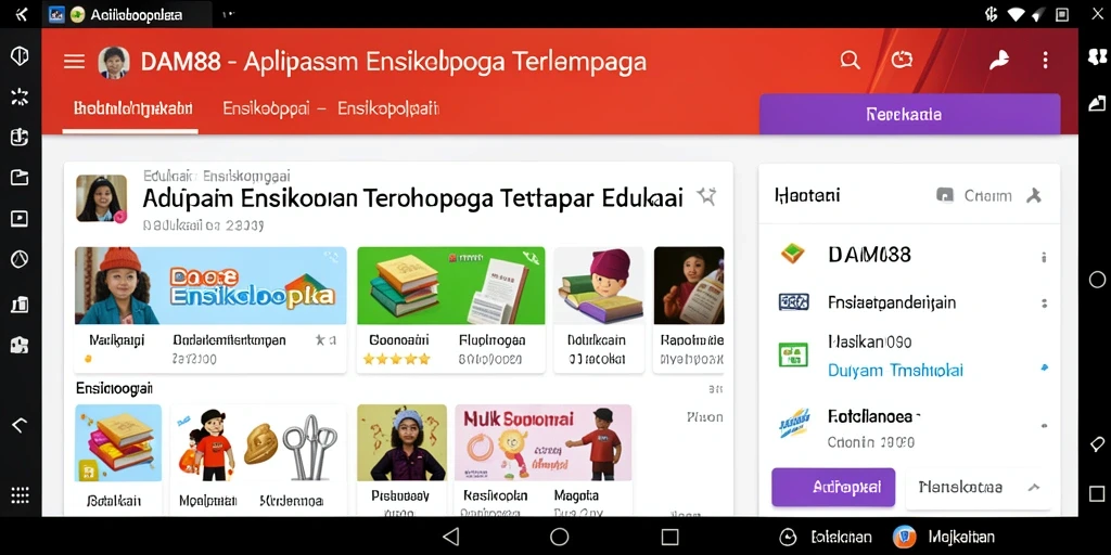 Tampilan antarmuka aplikasi Ensiklopedia DAM88 yang informatif dan menarik.
