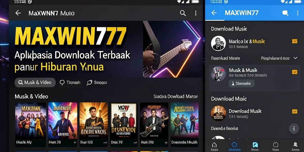 Tampilan antarmuka aplikasi Download Musik MAXWIN77 yang menarik dan mudah digunakan.