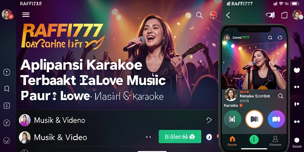 Antarmuka aplikasi RAFFI777 dengan fitur karaoke yang menarik.