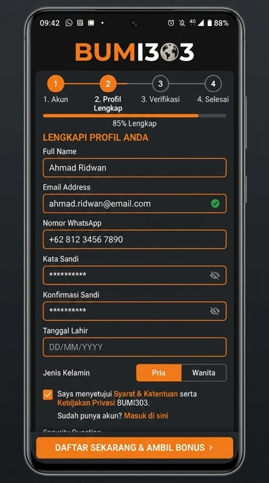 Panduan Registrasi Akun Baru bumi303 untuk Pengguna Android